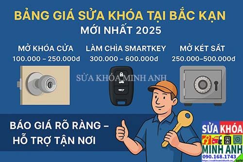 Bảng giá sửa khóa tại Bắc Kạn