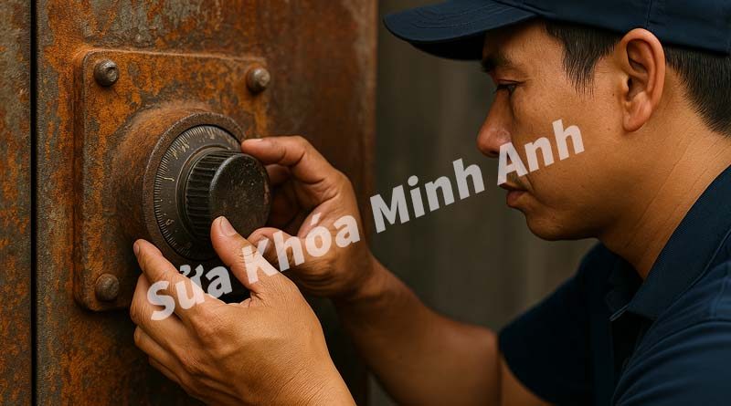 Két sắt bị rỉ sét do ẩm mốc tại Cà Mau