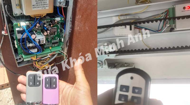 Khách hàng kiểm tra remote cửa cuốn tại Bến Tre