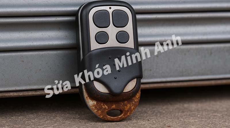 Remote cửa cuốn bị rỉ sét tại Bình Định